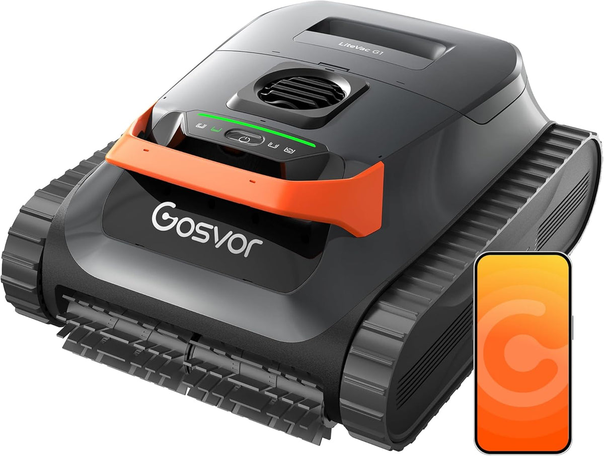 (2026 Neu) Gosvor Poolroboter Wand und Boden, Wasserlinie, Flachzone 4-in-1, Bis zu 200 Min. Laufzeit, Leichtgewicht 6,9 KG, 3μm Ultrafeiner Filter, Starker Poolsuager Akku für Pools bis zu 200 m²