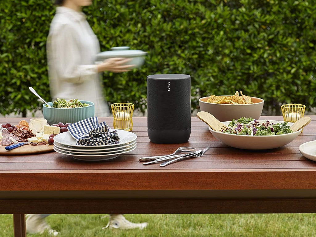 Sonos Move Smart Speaker (Wasserfester WLAN und Bluetooth Lautsprecher mit Alexa Sprachsteuerung, Google Assistant und AirPlay 2 – Kabellose Outdoor Musikbox mit Akku für Musikstreaming) schwarz