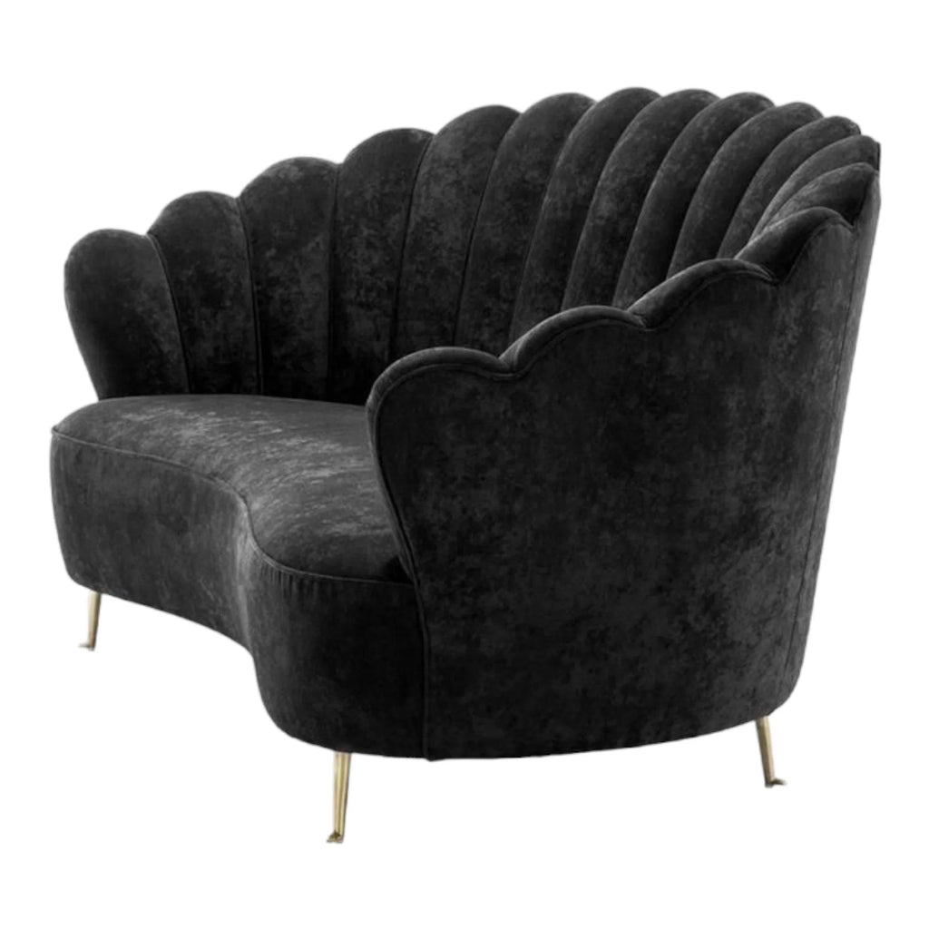 Nismaaya Adlai 3 Seater Black Velvet Sofa