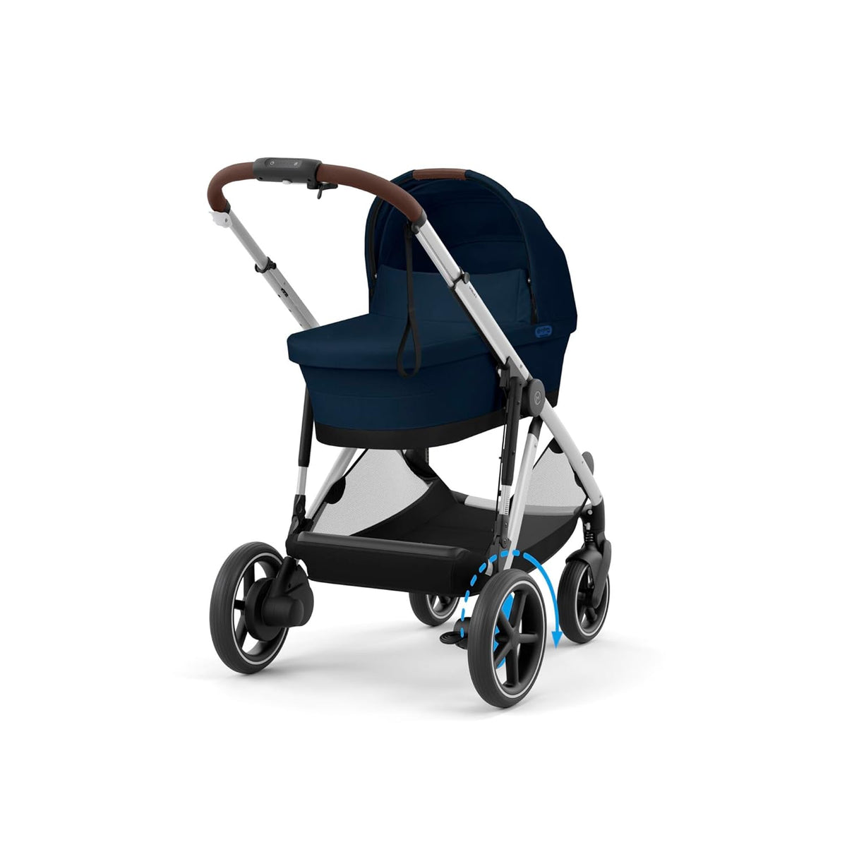 CYBEX Gold Kinderwagen e-GAZELLE S, Ab Geburt bis ca. 4 Jahre, Max. 22 kg (Single-Modus) / 2x 22 kg (Duo-Modus), All-in-1-System mit E-Antrieb und 20+ Konfigurationen, Moon Black