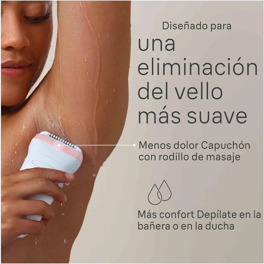 Braun Silk-épil 7, Depiladora Eléctrica para una Fácil Eliminación del Vello, Piel Suave y Duradera, Modelo 7-210, Blanco/Flamenco