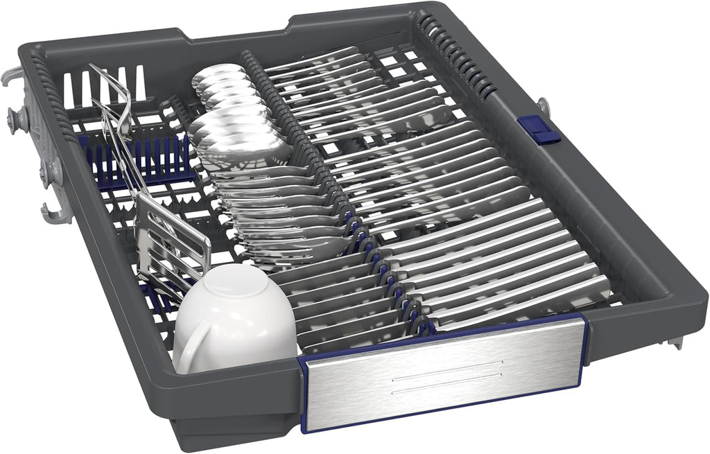 Siemens SR65YX08ME, iQ500 Smarter Geschirrspüler Vollintegriert, 45 cm breit, Besteckschublade, Zeolith, extra leise, aquaStop, automatische Türöffnung nach Programmende, varioSpeed, Innenbeleuchtung