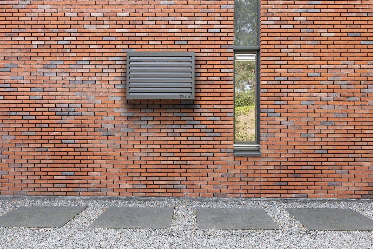 Qventi Abdeckung für Klimaanlage - Anthrazit/Grau - Aluminium - Schutzgitter - Verkleidung - Einfache Montage - Größe S - Außenmaße (LxBxH): 100 x 50 x 75 cm