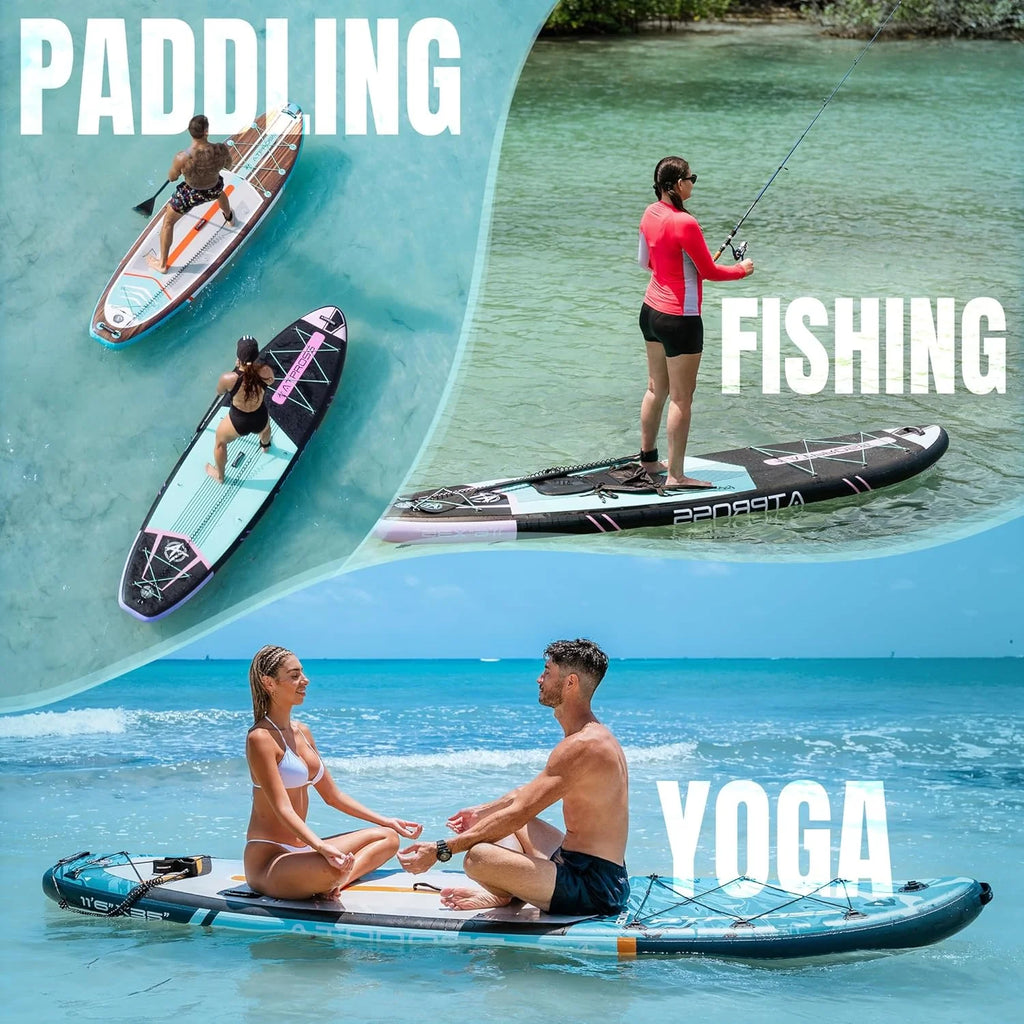 Planche à pagaie Gonflable Extra Large de 204,1 kg pour Adultes avec kit d'accessoires de qualité supérieure et Sac à Dos, Kayak Gonflable, antidérapant, pour Yoga, pêche, Surf