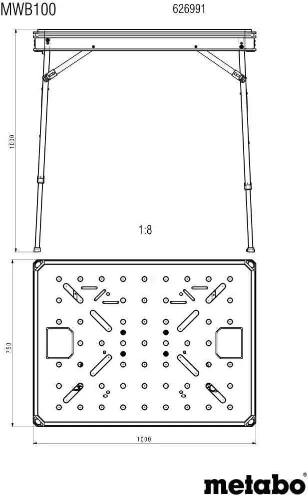 Metabo MWB 100 626991000 Table Multifonction avec Pieds réglables en Hauteur