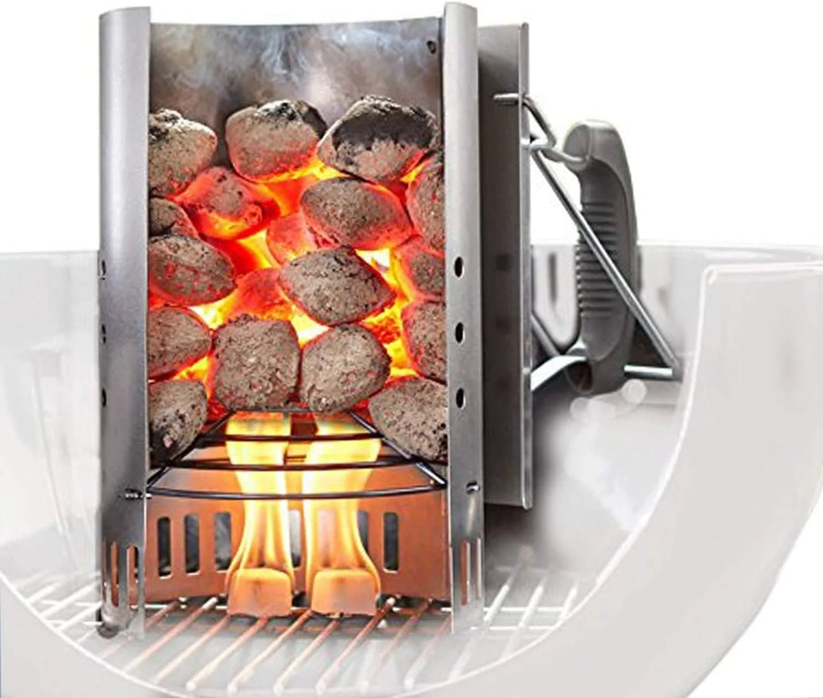 Weber Classic Kettle barbecue au charbon de bois, surface de cuisson Ø 57cm, barbecue avec couvercle et cuve en acier emaillé, thermomètre intégré au couvercle, trépied et roues - Noir (1341504)