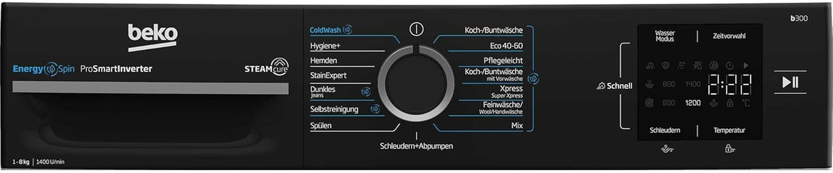 Beko WMC81464ST1 Waschmaschine, Bluetooth, 8 kg, ProSmart Inverter Motor, Dampffunktion, Pet Hair Removal, Watersafe+, Weiß