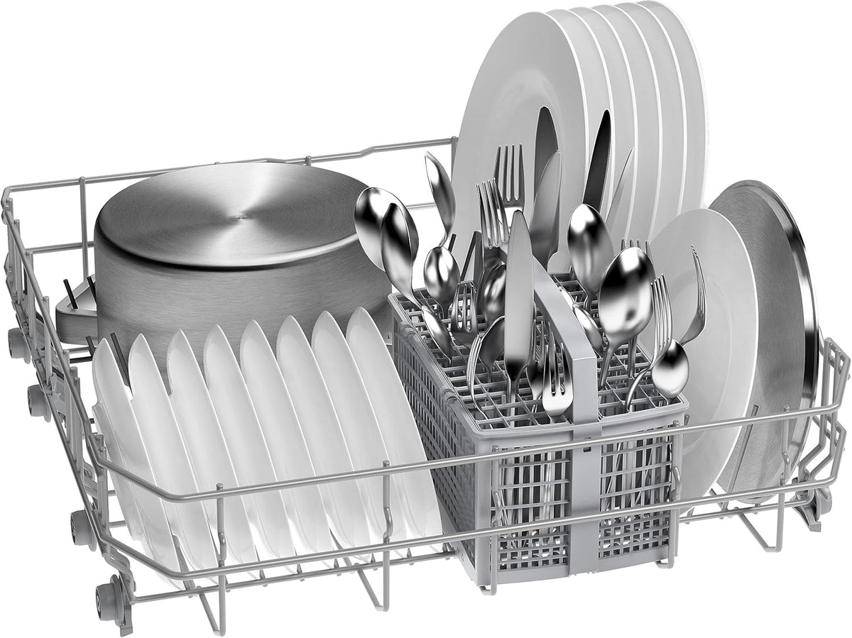 Bosch SMV4ETX08E, Serie 4, Smarter Geschirrspüler Vollintegriert 60 cm, Besteckkorb, Spülmaschine mit Programmassistent, besonders Leise, Rackmatic, Automatische Türöffnung, InfoLight, AquaStop