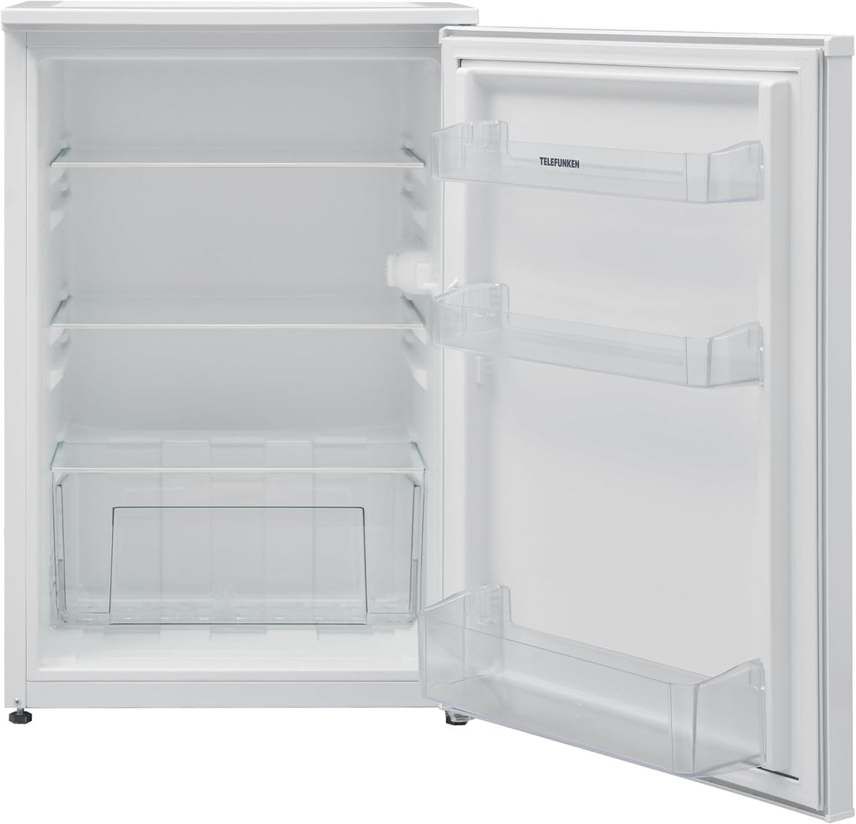 TELEFUNKEN Kühlschrank ohne Gefrierfach | Freistehend | 135 Liter Nutzinhalt | Kühlschrank klein mit Gemüsefach | LED-Beleuchtung | Türanschlag wechselbar | C-135-100-W weiß