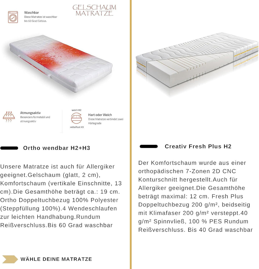 Autobett Kinder Kinderbett Rio 90x200 Rennwagenbett inkl. Lattenrost LED-Leuchte Spoiler (inkl. Creativ Fresh H2 Matratze, Rot inkl. Sportsitze)