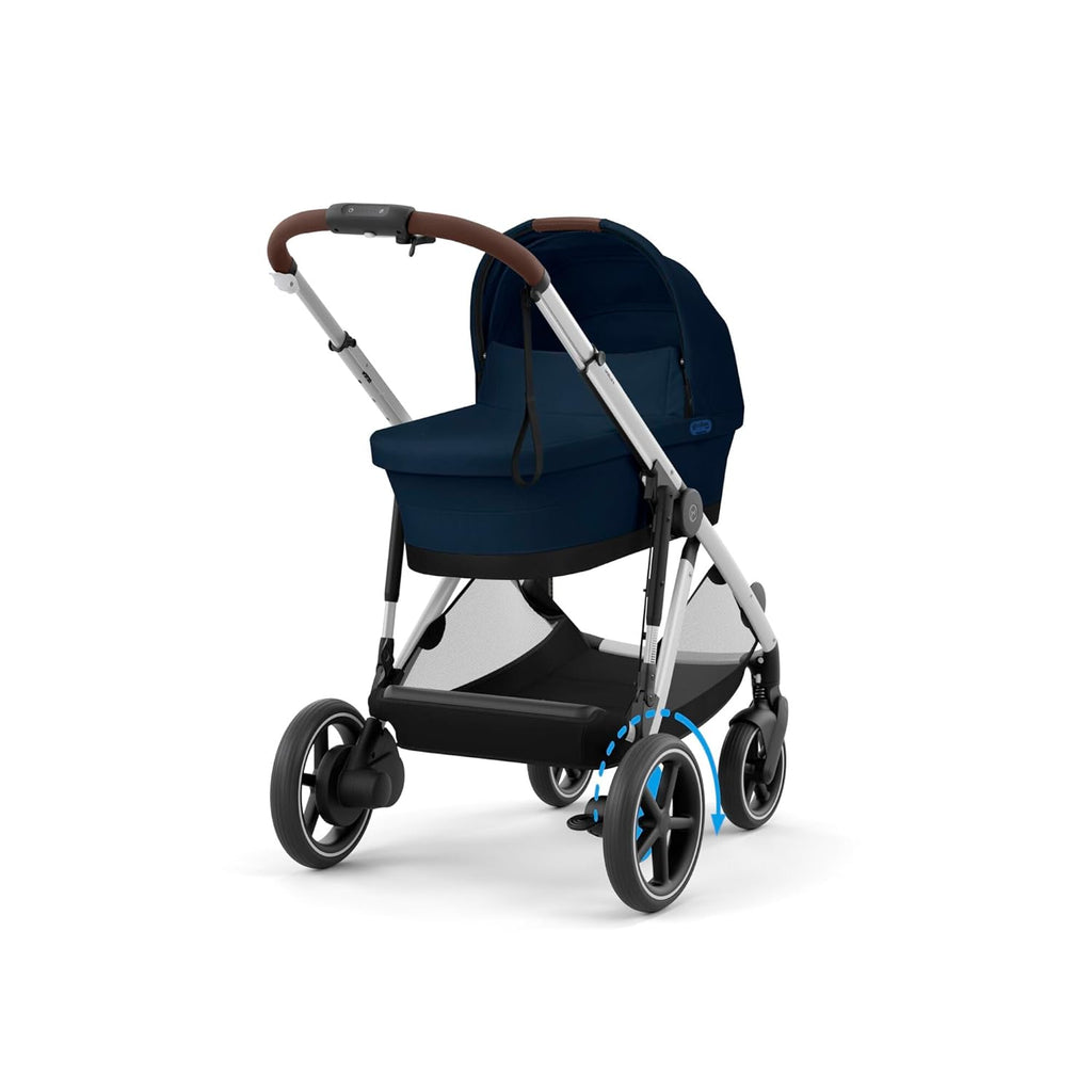 CYBEX Gold Kinderwagen e-GAZELLE S, Ab Geburt bis ca. 4 Jahre, Max. 22 kg (Single-Modus) / 2x 22 kg (Duo-Modus), All-in-1-System mit E-Antrieb und 20+ Konfigurationen, Moon Black