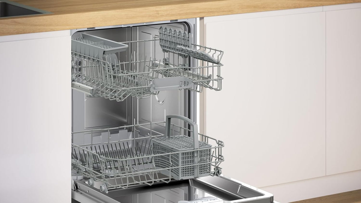 Bosch SMV4ETX08E, Serie 4, Smarter Geschirrspüler Vollintegriert 60 cm, Besteckkorb, Spülmaschine mit Programmassistent, besonders Leise, Rackmatic, Automatische Türöffnung, InfoLight, AquaStop