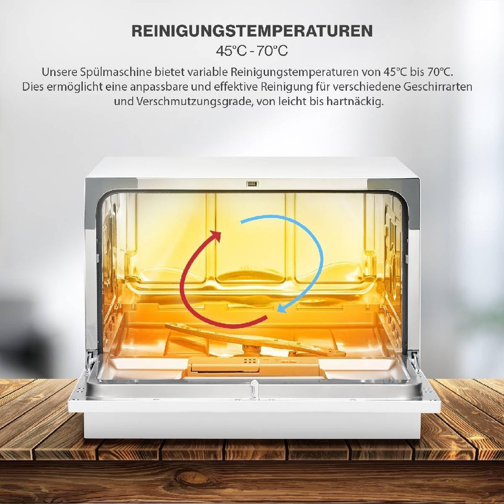 Bomann Mini Geschirrspüler mit Wasseranschluss | inkl. Schlauch | Tisch Geschirrspüler leise | Mini Spülmaschine für kleine Küchen/Camping | Spülmaschine klein m. Überlaufsicherung | TSG 7405 schwarz