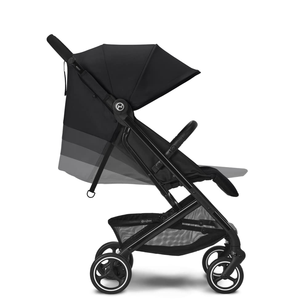 Cybex Gold Kinderwagen Beezy mit One-Pull Harness, Ab Geburt bis ca. 4 Jahre (max. 22 kg), Kompakt und ergonomisch, Magic Black (Schwarz mit schwarzem Rahmen)