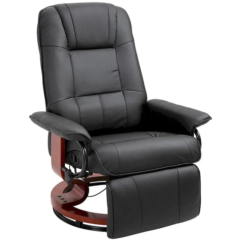 Leather Adjustable Swivel Lounge Chair with Footrest and Armrest