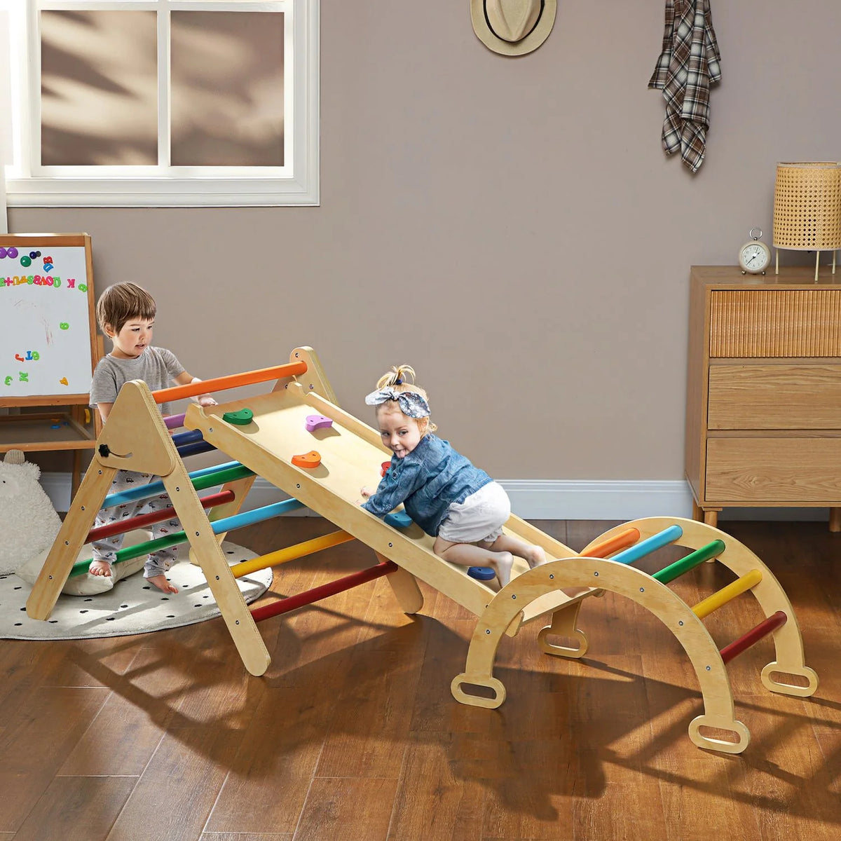 Triángulo De Escalada De Madera 5 En 1 Multicolor Aiyaplay