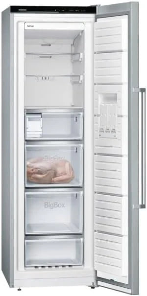 Siemens GS54NAWCV iQ500 Gefrierschrank, 176 x 70 cm, 327 L, noFrost nie wieder abtauen, bigBox Platz für großes Gefriergut, varioZone flexible Glas-und Schubladen, Weiß
