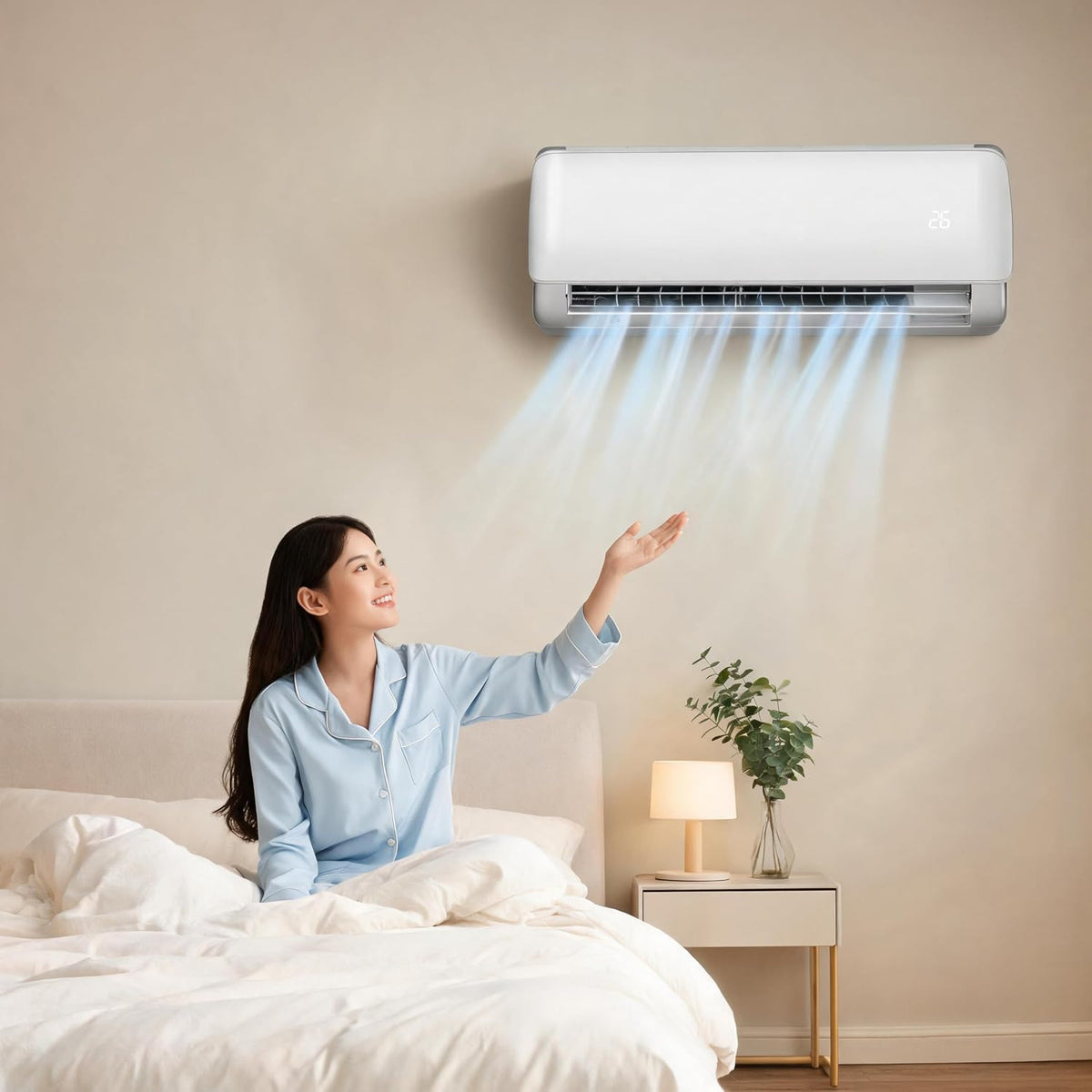 Garvee Klimaanlage Split mit App-Steuerung, 9000 BTU/h Kühlleistung (2600W), sehr leiser Betrieb, Energieeffizienz A++, inkl. Fernbedienung, Timer, Kältemittel R32, komplett mit Montagematerial, weiß