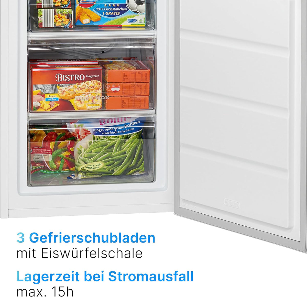 Bomann Gefrierschrank 85L Nutzinhalt, Gefrierschrank klein mit 3 Schubladen, wechselbarer Türanschlag, Freezer mit 4 Sterne-Kennzeichnung, leise & effizient, nur 131 kWh/Jahr - GS 2196.1 weiß