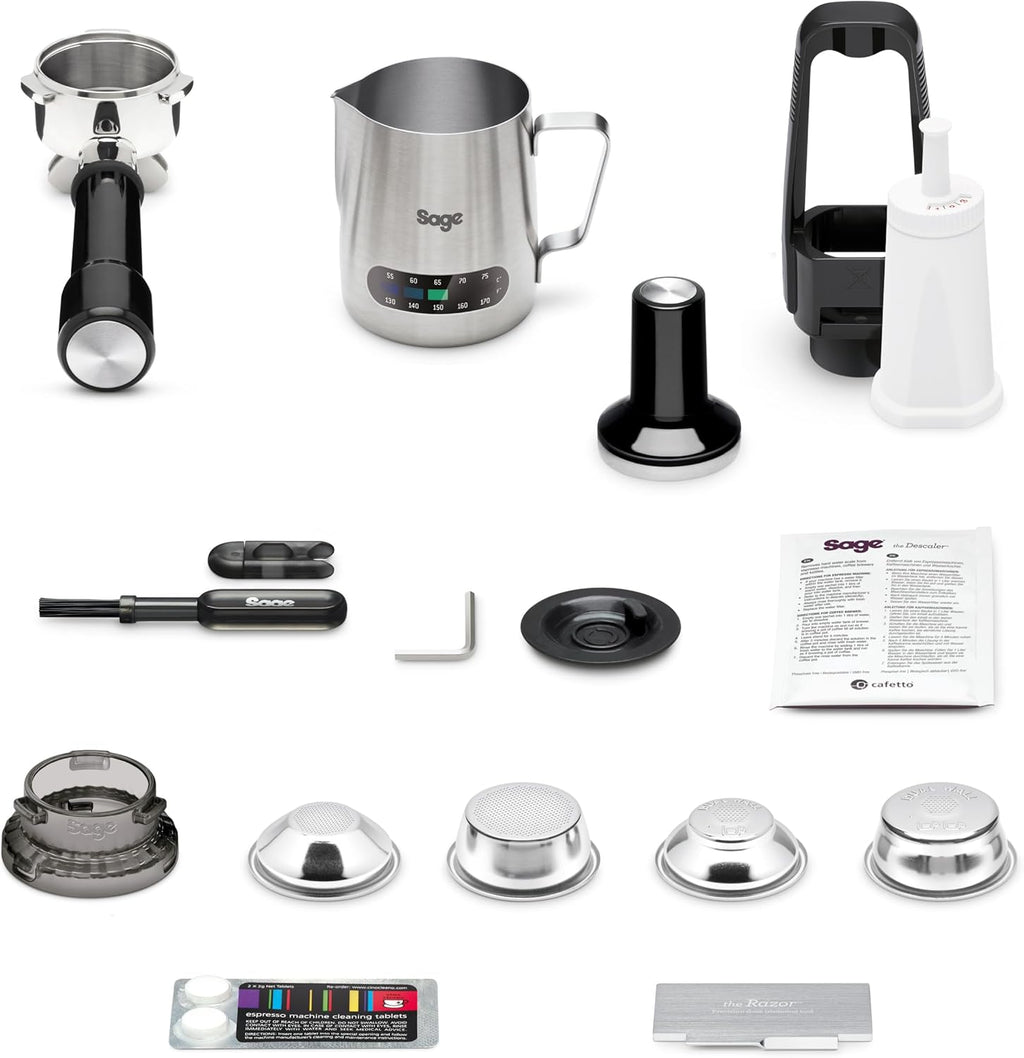 Sage - The Barista Express - Kaffeemaschine mit manuellem Milchaufschäumer & integriertem Mahlwerk - 16 Mahlgradeinstellungen, automatisches Mahlen, individueller Milchschaum - Schwarzer Trüffel