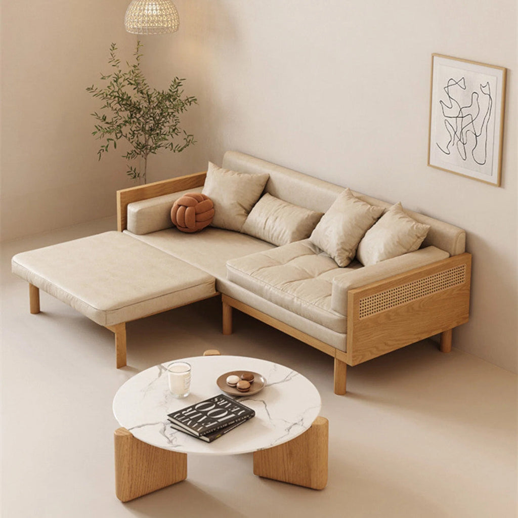 Nismaaya Multifunction Pull Out Sofa Cum Bed Solid Wood Frame