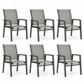 6er Set Gartenstühle aus Aluminium und Textilgewebe, Grau