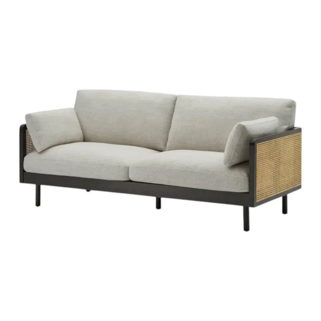 Neci Solid Teak Wood & Rattan 3 Seater Sofa