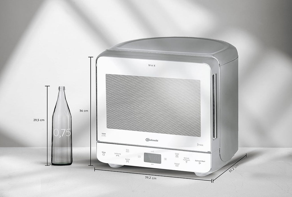 Bauknecht MW 39 WSL / Kombination Grill und Mikrowelle / Crisp Funktion / 700 W / 13 L Garraum / Super-Kompakt Design / Dampfgarfunktion / Schnellauftau-Funktion, Weiß/Silber