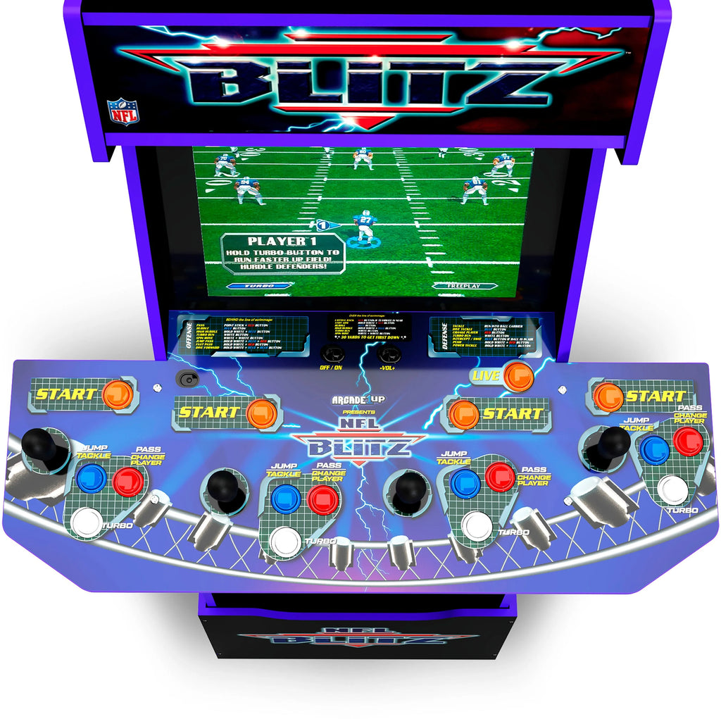 Arcade1Up – Máquina Arcade NFL Blitz con Base Elevadora y Marquesina Iluminada – Multicolor