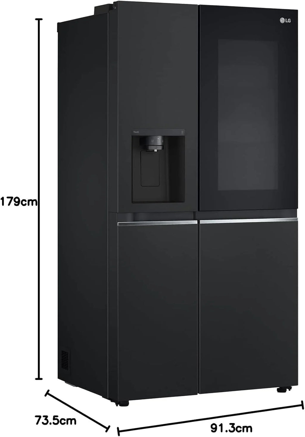 LG GSGV81PYLL Side by Side Kühlschrank, Klasse E, 635 L, Instaview, Kühlschrank mit Gefrierfach, Eis-, Crushed Ice- Wasserspender, Total NoFrost, Smart Inverter Kompressor, Wi-Fi