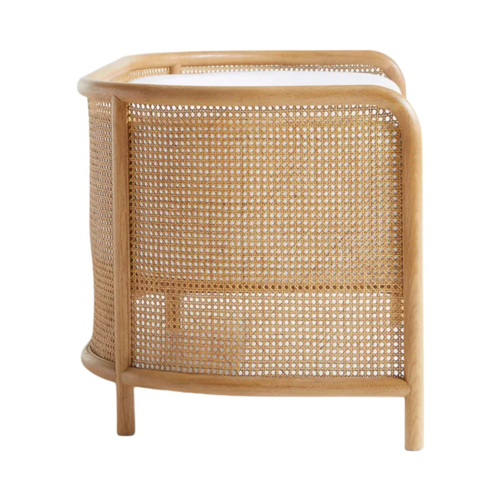 Ehan Solid Ash Wood & Rattan 3 Seater Sofa