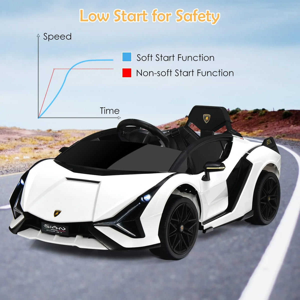 Lamborghini Licenciado Eléctrico con Suspensión y Bluetooth