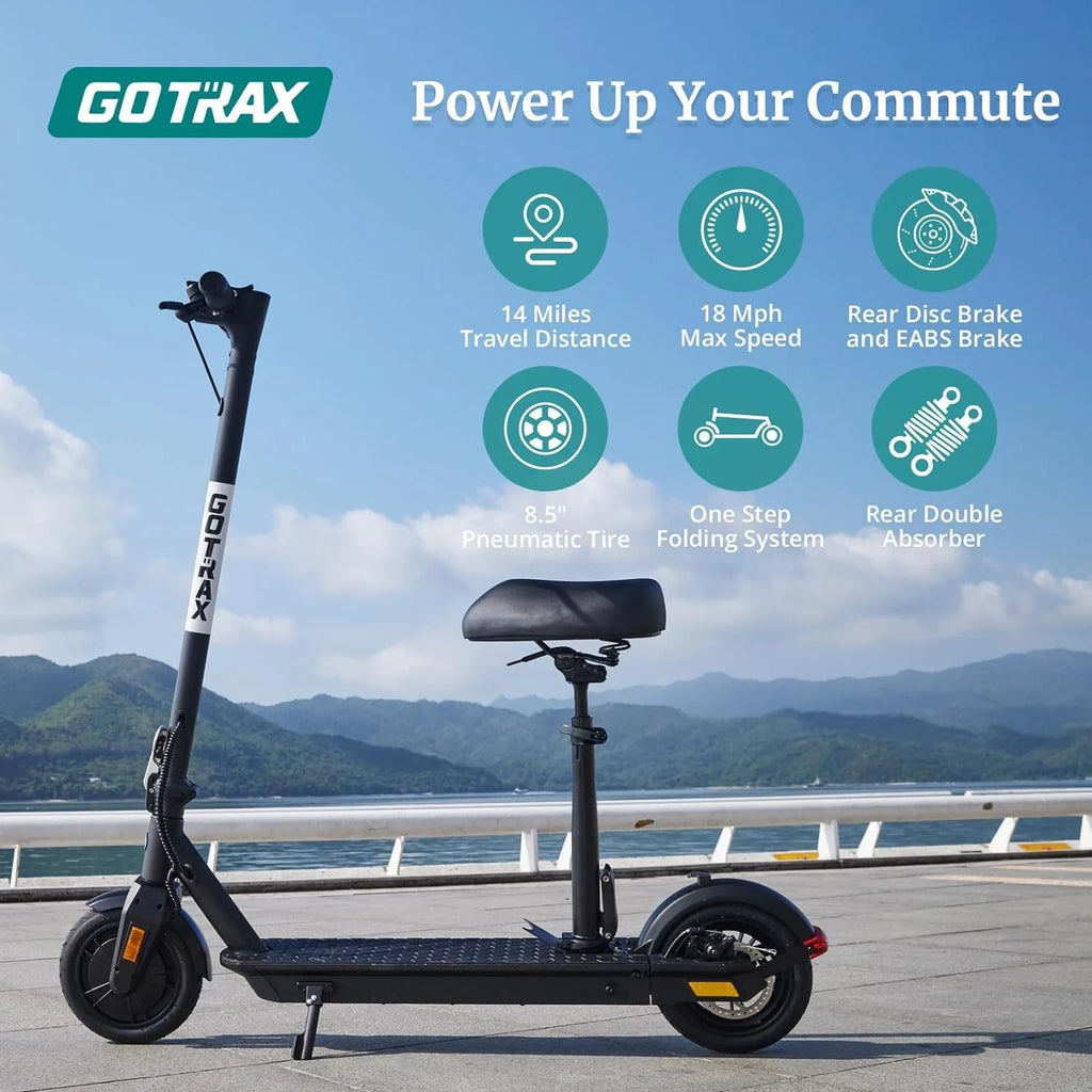 Patinete eléctrico para adultos, ruedas neumáticas de 8.5 pulgadas, alcance máximo de 14/18 millas, velocidad máxima de 15.5/18 MPH, motor de 300 vatios, con control de crucero, plegable