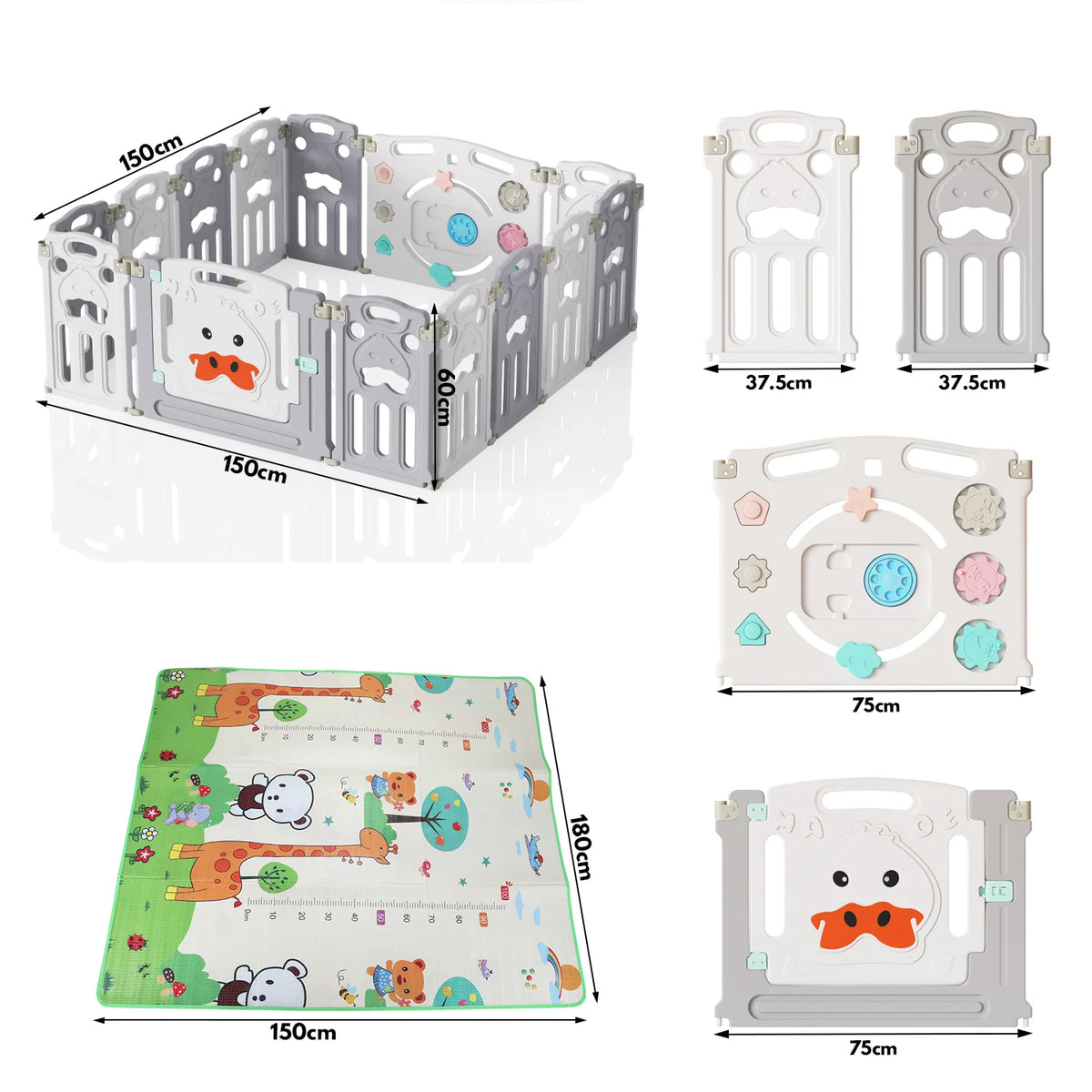 Sonnewelt Laufgitter Faltbares baby mit Krabbelmatte