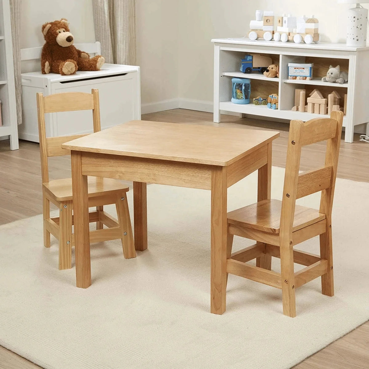 Melissa & Doug Mesa de Madera y 2 Sillas, Rubio