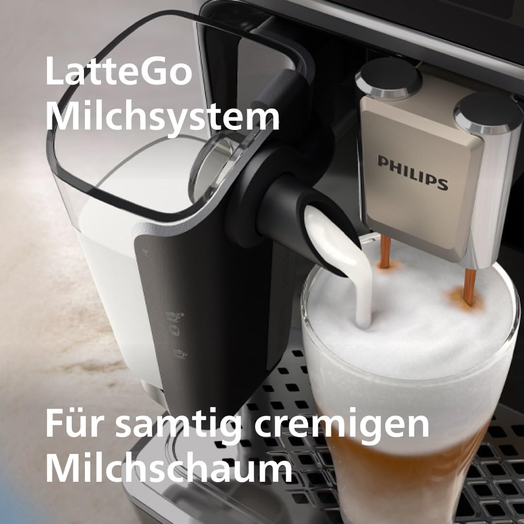 Philips Serie 5500 Kaffeevollautomat – LatteGo Milchsystem, 20 heiße und kalte Kaffeespezialitäten, 40% leiser mit SilentBrew, QuickStart, Grau (EP5544/50)