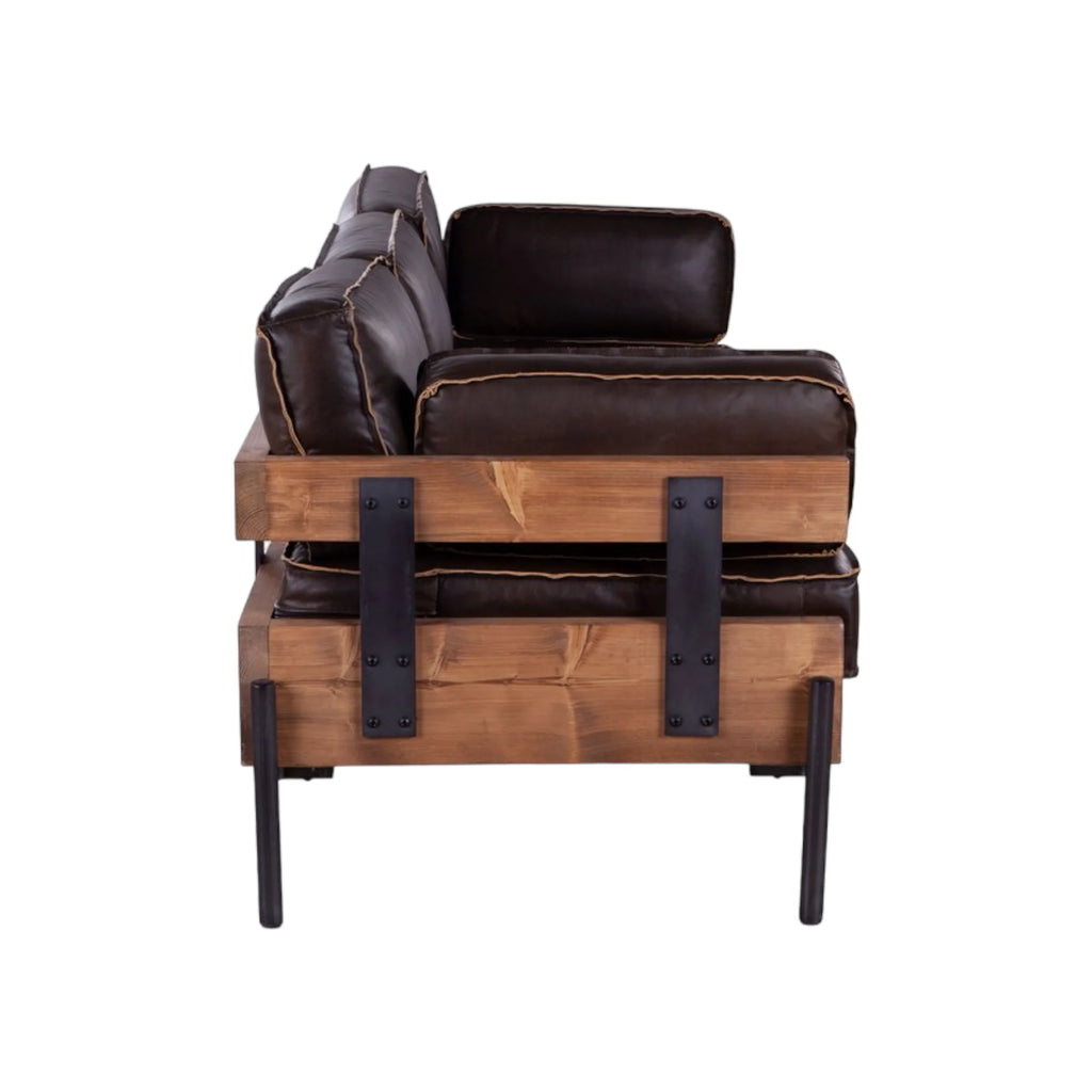 Aerlene 3 Seater Leather Sofa Brown