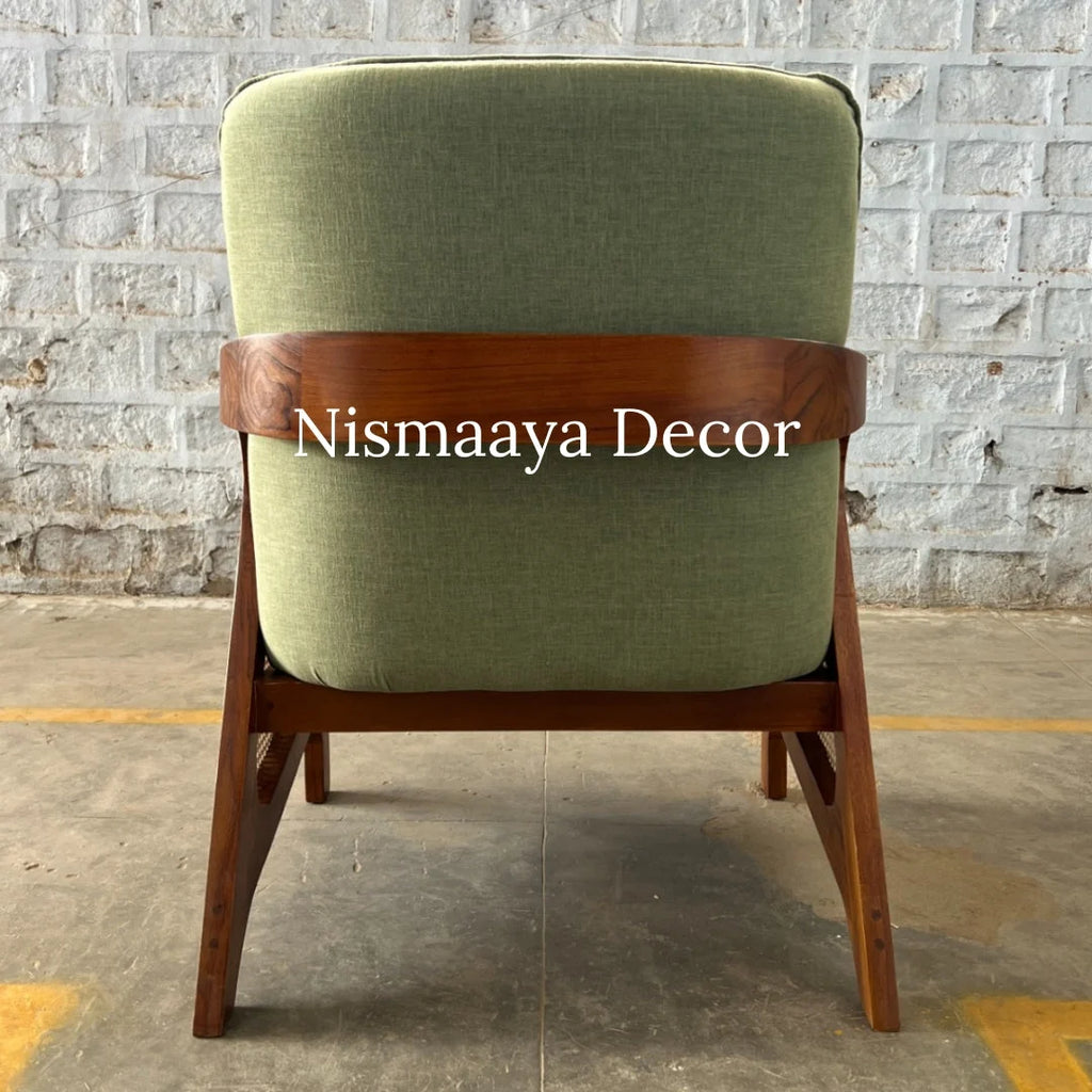 Marvin Solid Teak Wood & Rattan 3+1+1 Seater Sofa