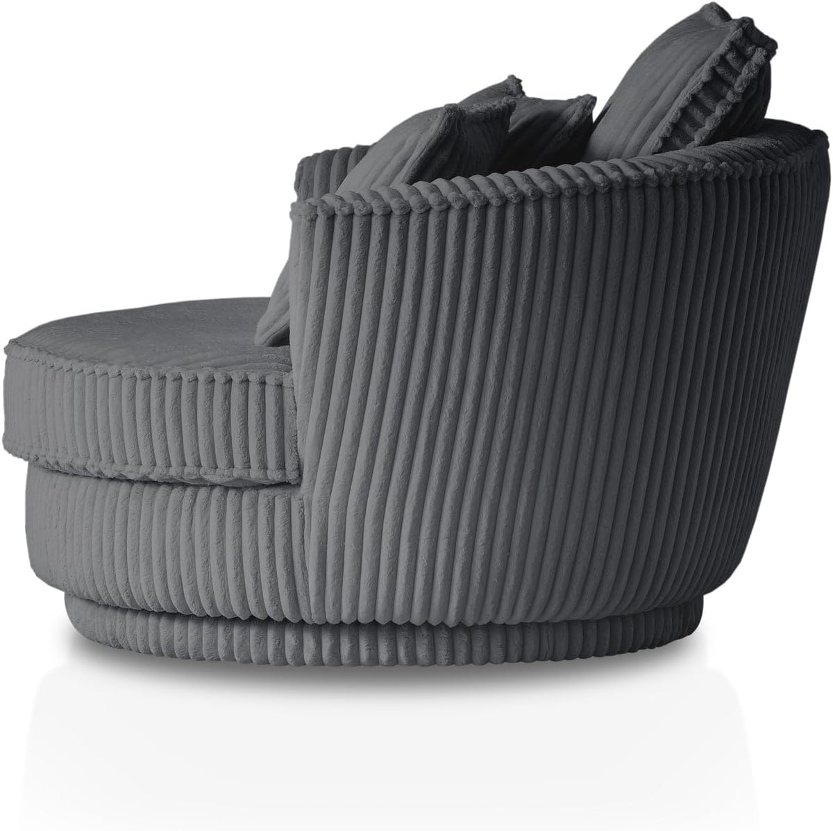 Sessel in grau Cord Stoff XL Drehsessel 360° drehbar inklusive 3 x Kissen Relaxsessel mit Fußhocker Comfy (Grau, Mit Hocker)