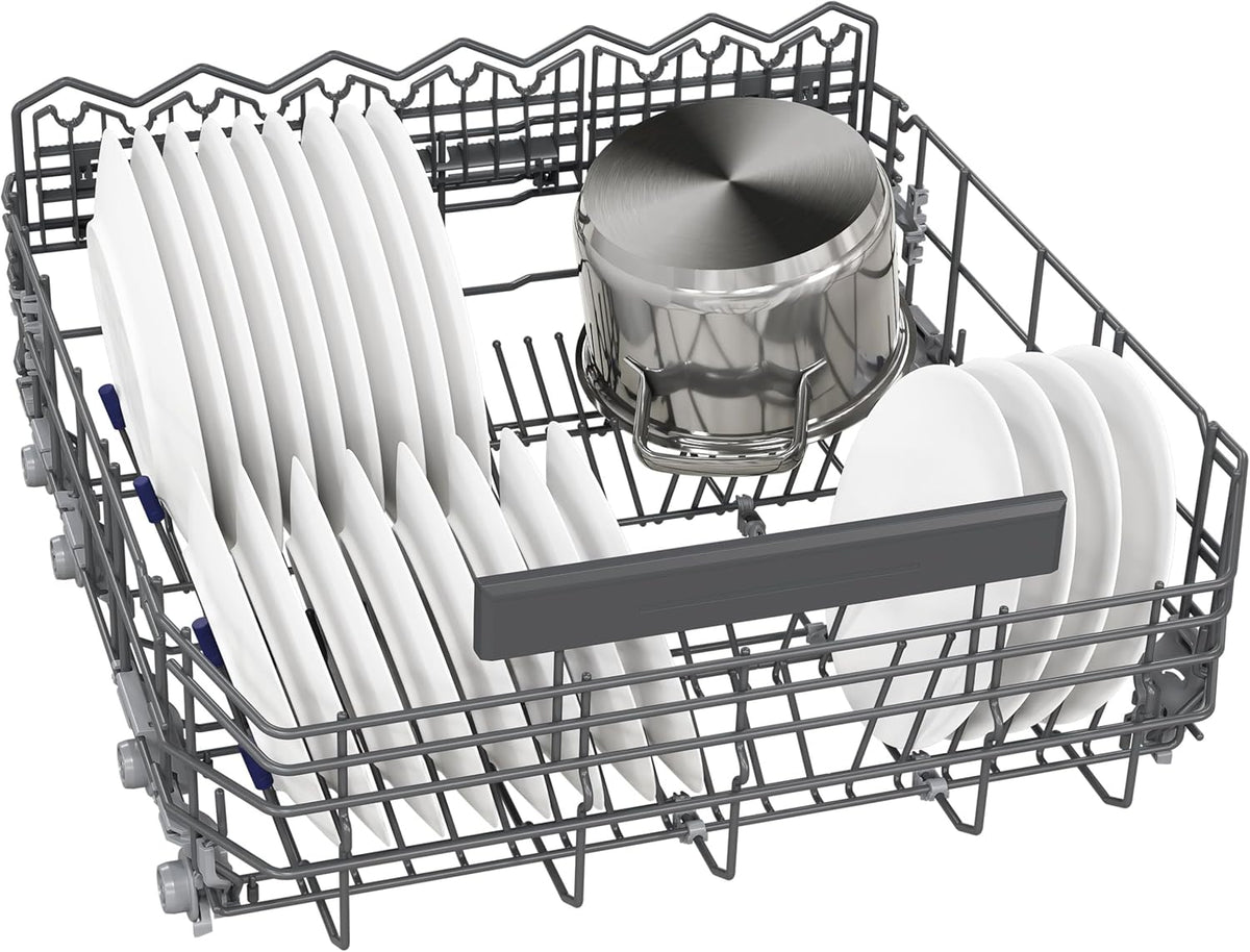 Siemens SN43ES14VE, iQ300 Smarter Geschirrspüler, Unterbau-Spülmaschine mit Besteckschublade, 60 cm, automatische Türöffnung dank autoOpen dry, besonders leise mit iQdrive-Motor, aquaStop, Edelstahl