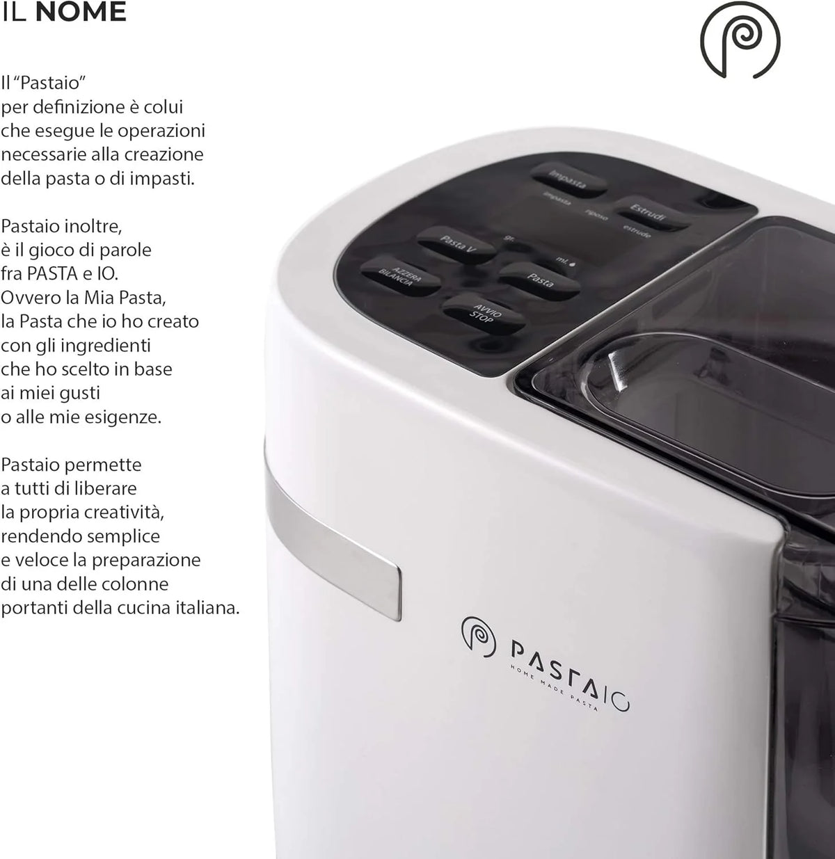 PASTAIO Machine à pâtes automatique avec 12 matrices et balance intégrée
