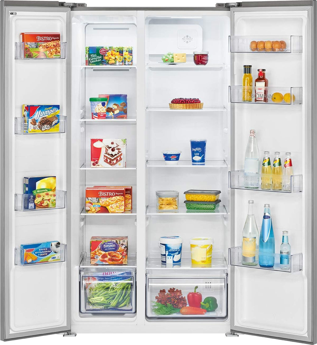 Bomann® French Door Kühlschrank No Frost | Kühl-Gefrier-Kombinationen mit Total No Frost | Kühlschrank mit Gefrierfach 400L | Side by Side Kühlschrank mit MultiAirflow-System | KG 7354 Edelstahl