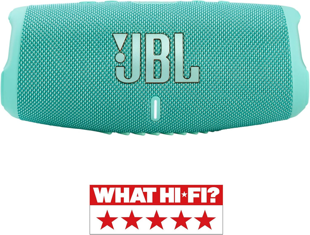 JBL Charge 5 Bluetooth-Lautsprecher in Schwarz – Wasserfeste, portable Boombox mit integrierter Powerbank – Eine Akku-Ladung für bis zu 20 Stunden kabellosen Musikgenuss