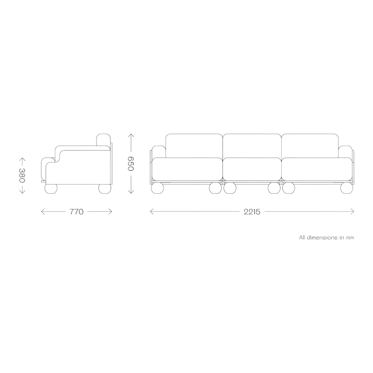 Batson Oak Wood 3 Seater Sofa Skin White