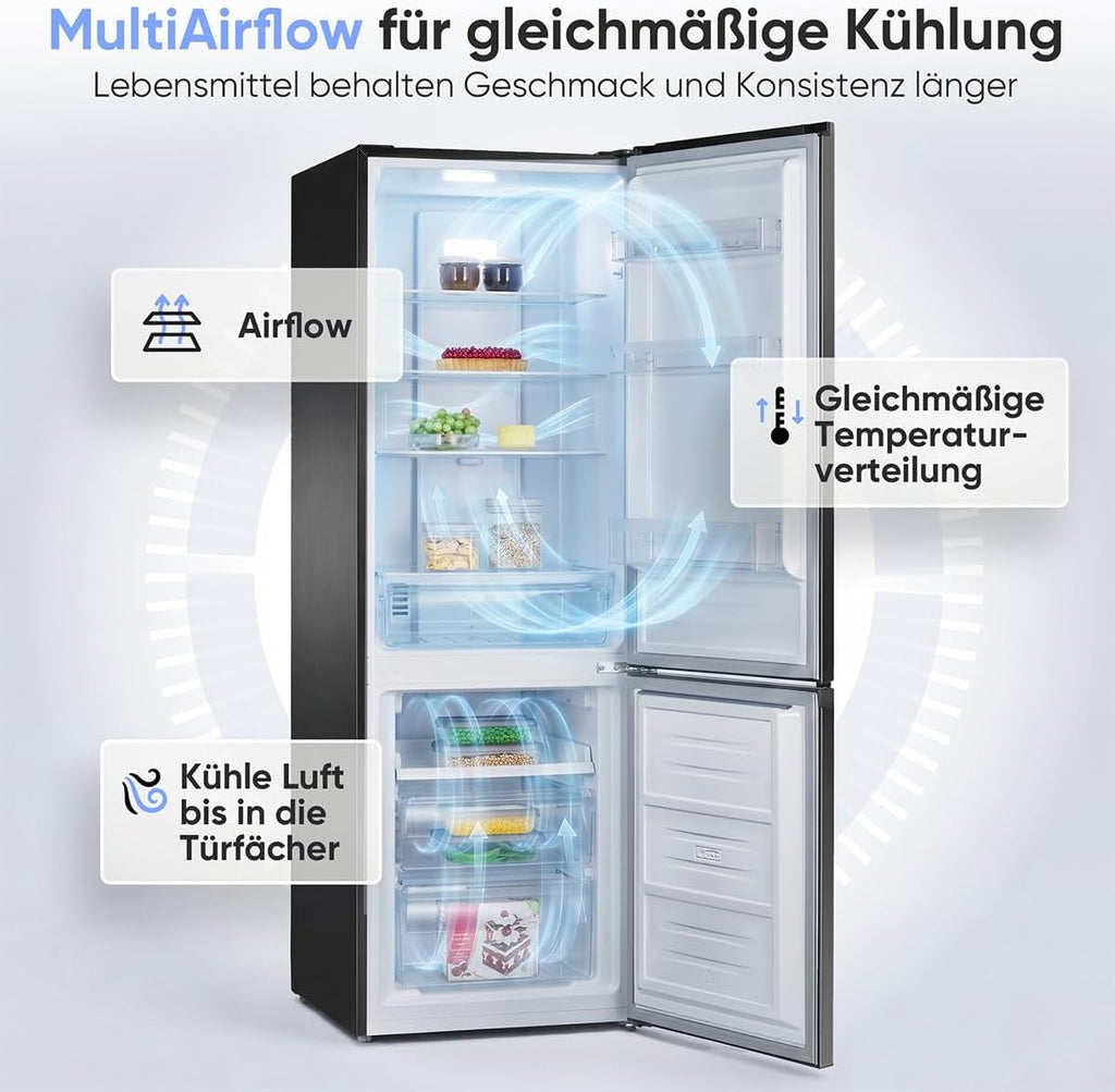 Bomann® Kühlschrank mit Gefrierfach | Energieklasse C | 181cm | NoFrost | 5 Jahre Kompressor-Garantie | Kühl Gefrierkombination No-Frost | Kühlgefrierkombination freistehend | KG 7370 schwarz