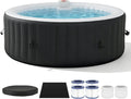 Aoxun Aufblasbarer Whirlpool für 2-4 Personen, 208x208 cm großes Whirlpool Outdoor mit 130 Luftdüsen, 1800W Portable Badewanne mit Abdeckung & Filter, aufblasbare Badewanne für Garten Terrasse