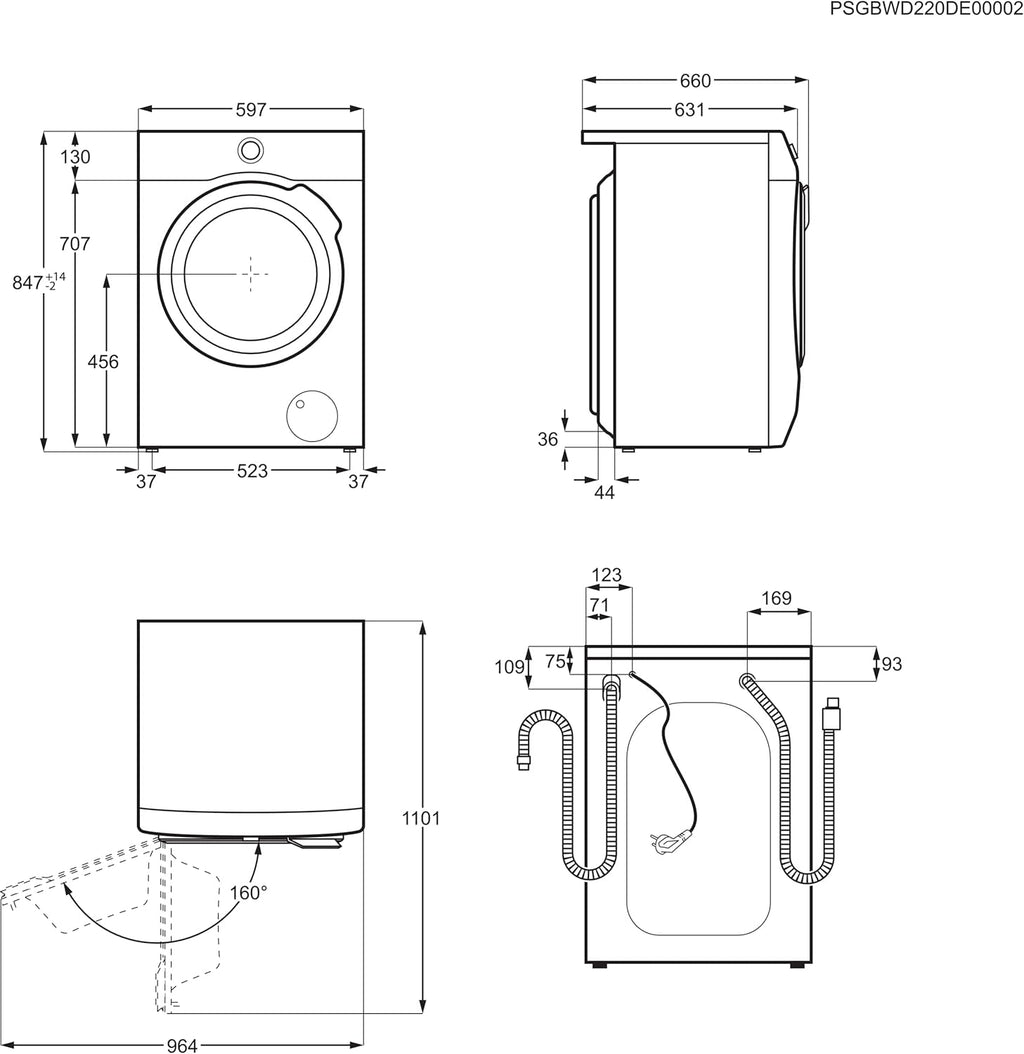 AEG L7WBA60680 Waschtrockner / DualSense - schonende Pflege / 8 kg Waschen / 5 kg Trocknen / D / energiesparend / Mengenautomatik / Nachlegefunktion / ProSteam - Auffrischfunktion / 1600 U/min Weiß
