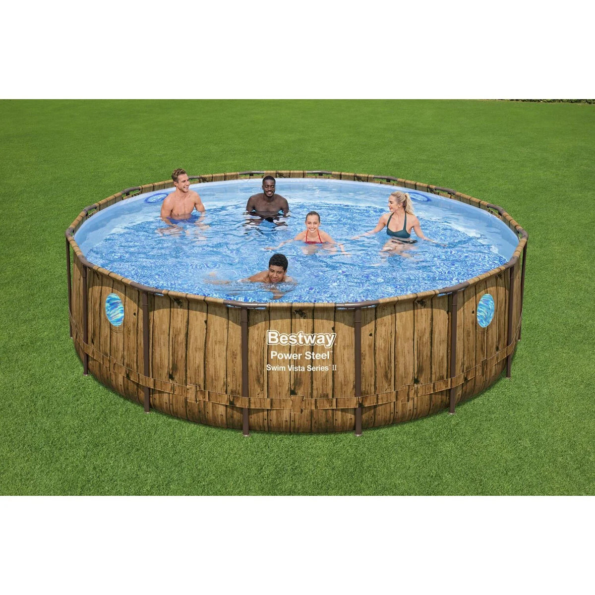 Hilo Piscina Elevada Efecto Ratán Marrón 4,88 X 1,22 M