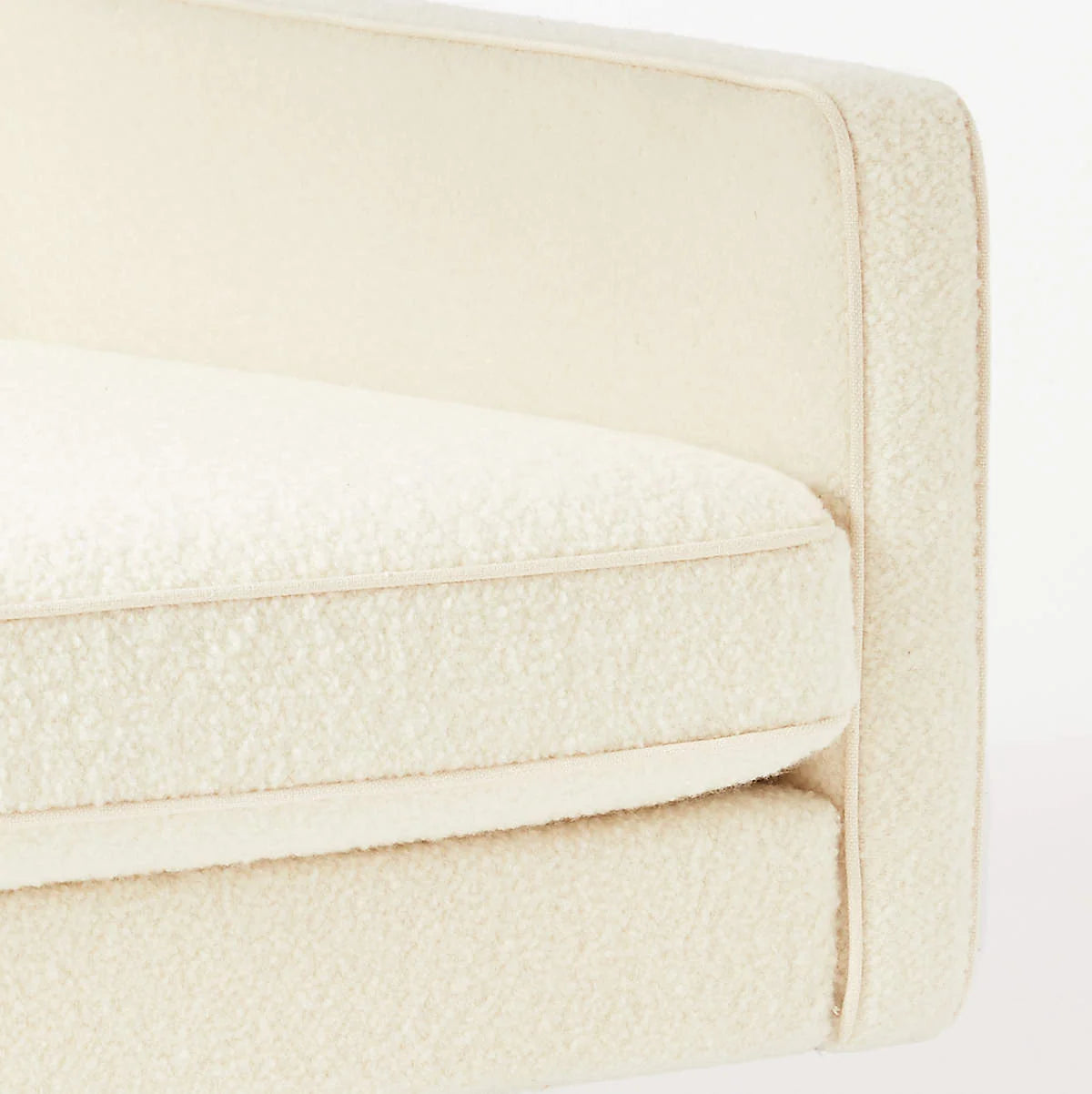 Alvan 3 Seater Teak Wood Boucle Sofa