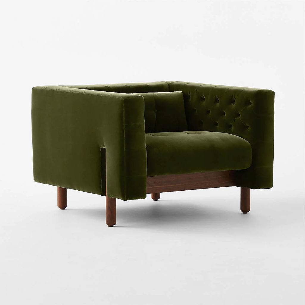 Akuna 1 Seater Teak Wood Fabric Sofa
